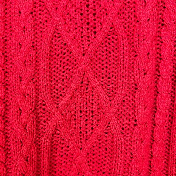 Vtg Lord Jeff Fisherman Sweater Men Large Red Cable Knit Made USA Preppy Grandpa - Picture 5 of 11